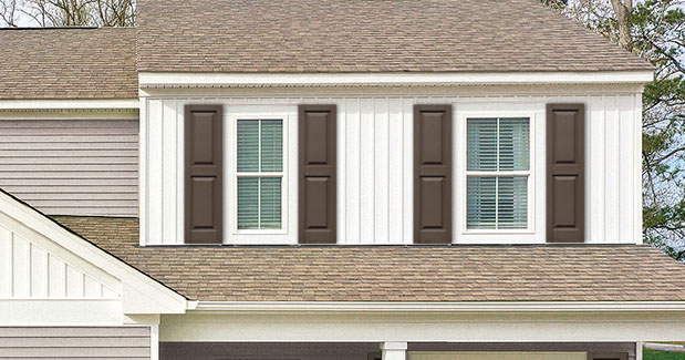 Mid-America vinyl shutters in the new French Roast hue